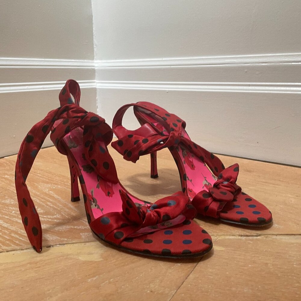 BETSEY JOHNSON LANICA POLKA DOT SANDALS - Picture 1 of 5